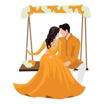 Haldi ceremony with turmeric paste and marigold flowers